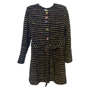 Cabi Women’s Jacket Size 8 Bouclé Tweed Striped Floral Button Blazer Style 5660